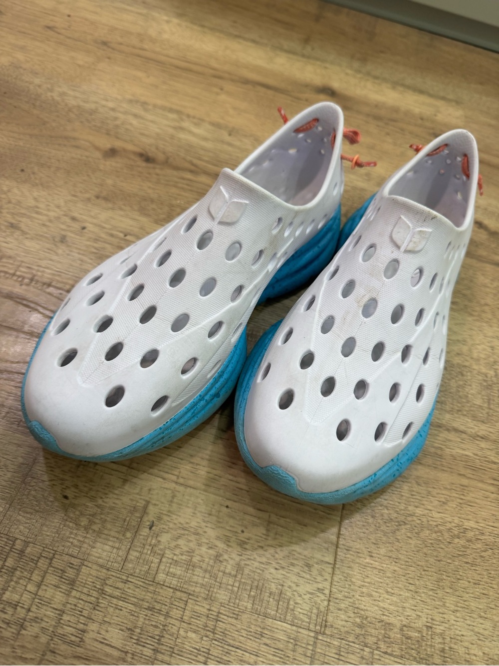 Kids White & Blue Slip-On Perforated Water Shoes